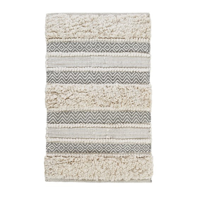 Woven Texture Stripe Bath Rug Grey 22X58"