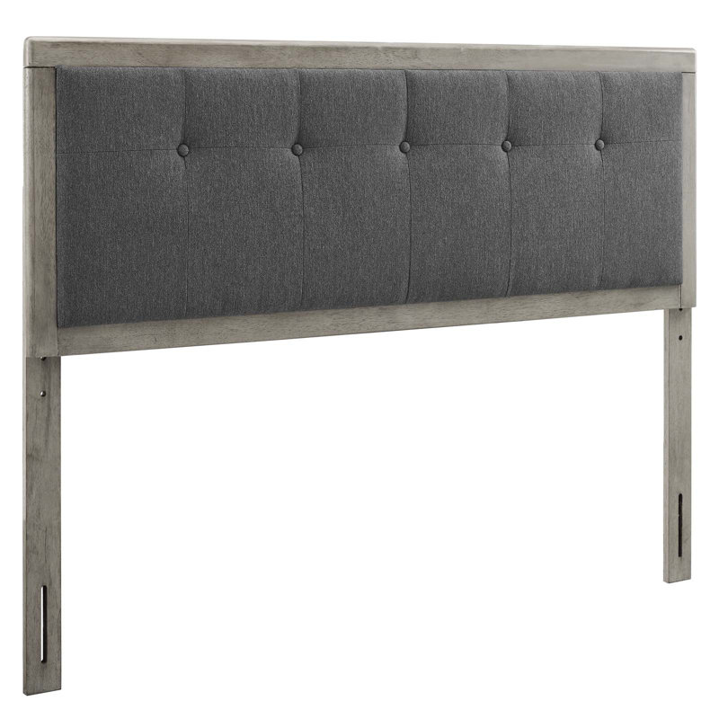 Draper Tufted Fabric and Wood Headboard, Gray/Charcoal, Twin
