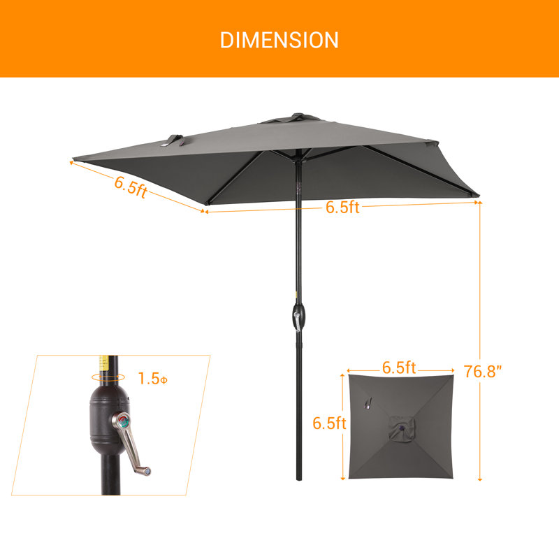 Parasol carré de 78 po Rovner, Gris