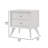 Tory Nightstand, 2 Drawers, White Solid Wood, Bronze Round Knobs