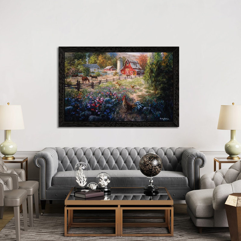 Grazing The Fertile Farmland by Nicky Boehme - Floater Frame Painting on Canvas, Black, 152.5 cm H x 101.5 cm W