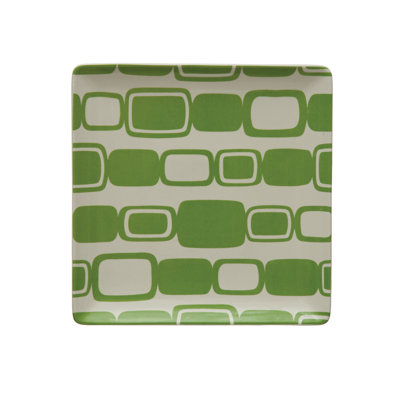 Stoneware Plate With Rectangle Pattern