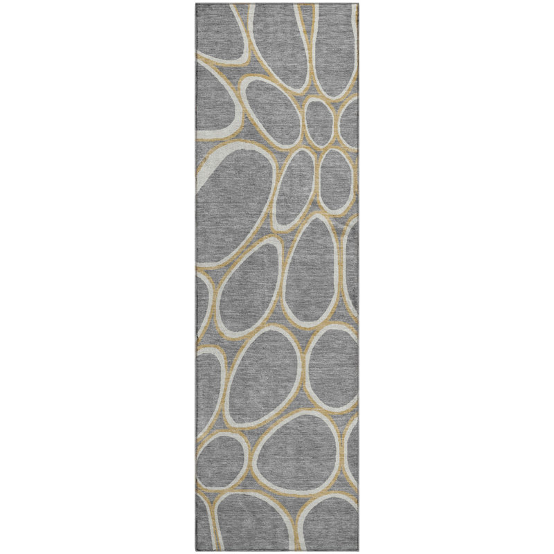 Premium Machine Washable Cossette AMF1041 Circles Rug, Runner 2'3" x 7'6"