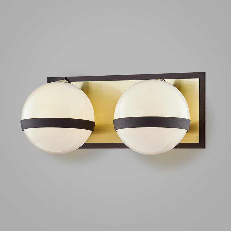 2 - Light Vanity Light, Textured Bronze Brushed Brass