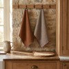 2‑Piece Artisan Cotton Waffle Weave Dish Cloths with Eyelet Detail