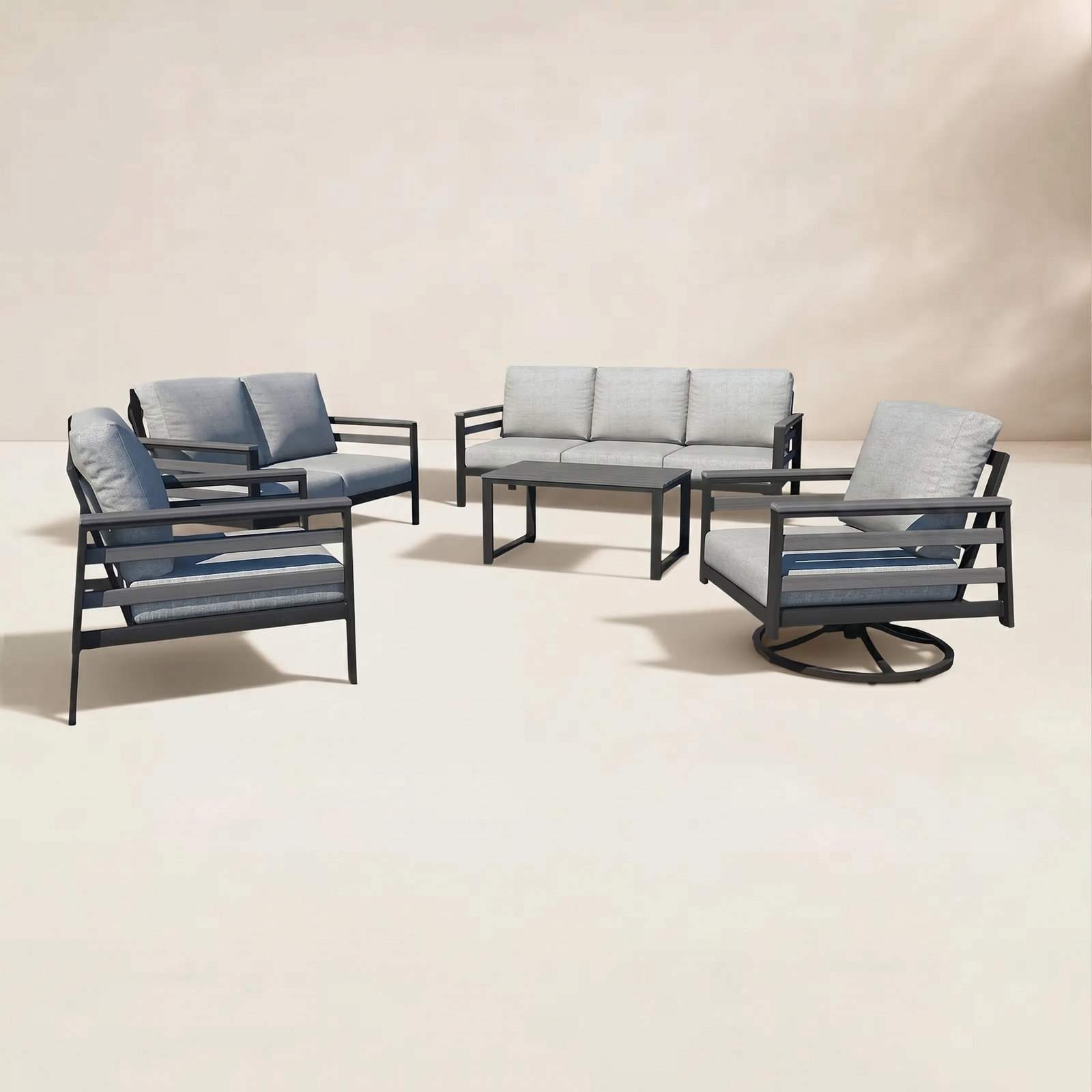 Townsend 7-Person Sunbrella® Patio Seating Group, Canvas Granite