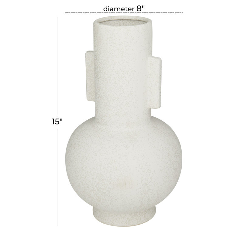 White Geometric Ceramic Table Bud Vase, 15"