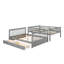 Lit superposé double avec tiroirs de rangement et échelle - Structure en bois massif gris