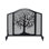 Analeia 43 Inches 3 Panel Iron Fireplace Screen, Mesh Design, Arched Top, Tree of Life Art, Black