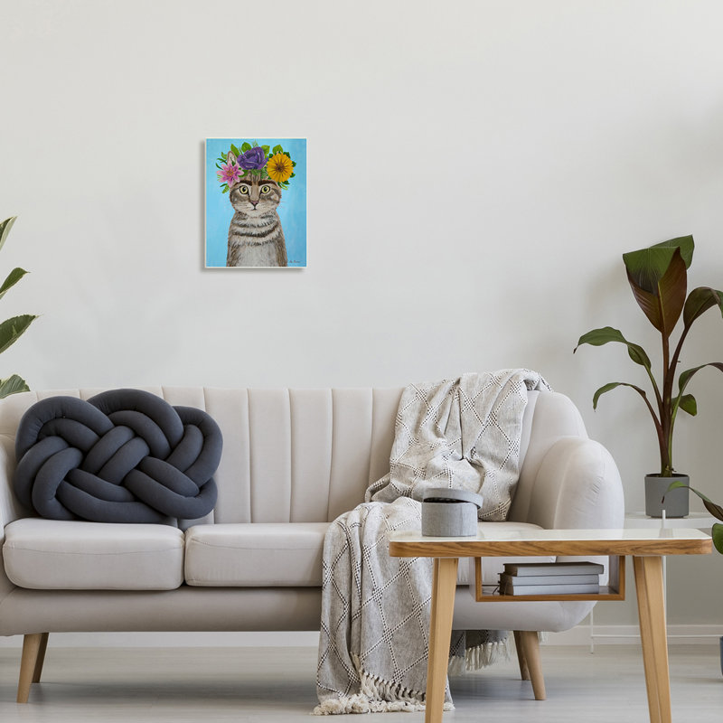 «Fun Manx Cat», arrangement floral audacieux, peinture par Coco de Paris - photographie, H 15 po x l 10 po x P 0,5 po