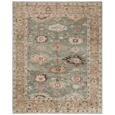 Oriental Hand-Knotted Wool Sage / Taupe Area Rug