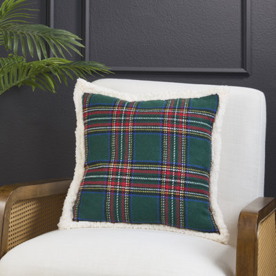 Coussin Plaid Sherpa - Coussin Cozy Holiday avec duvet rembourré pour la décoration de Noël, la décoration d'hiver et les réceptions saisonnières