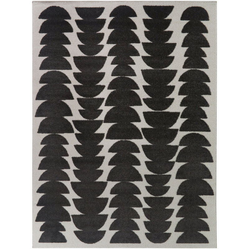 Lucio Charcoal Organic Half Moons Area Rug, Charcoal, 5'3" x 7'