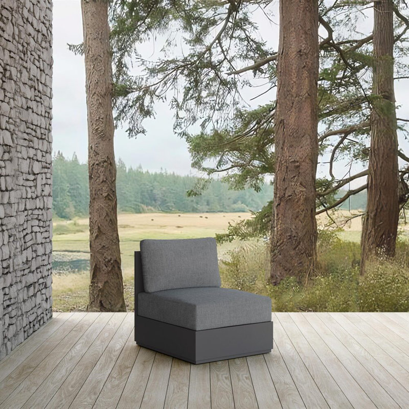 Sydney Armless Chair Charcoal + Slate Cushion, Slate, Charcoal