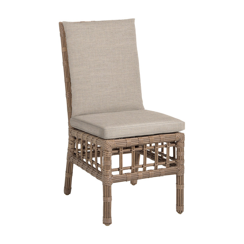 Newport Woven Side Chair - Burlap, Dove Sunbrella Linen, No Welt, Newport #66 Burlap