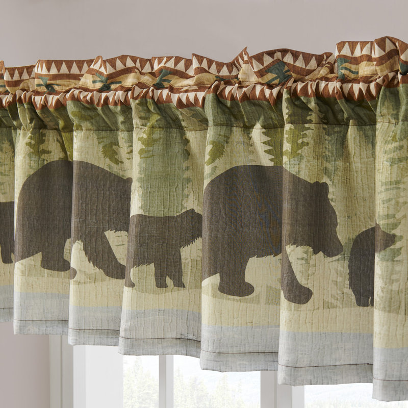 Rustic Bear Forest Light Filtering Rod Pocket Valance
