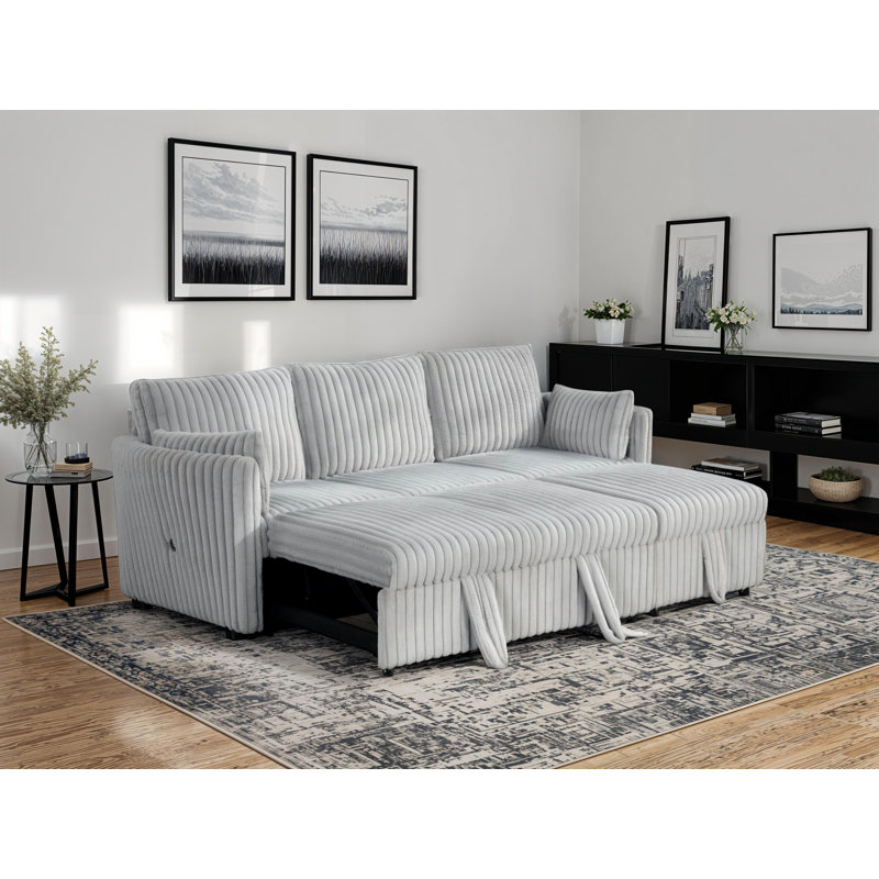 Canapé-lit escamotable Cindi avec ports USB, Gris