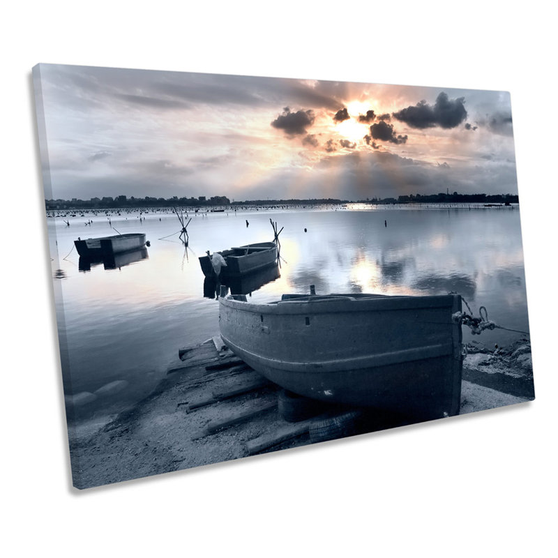 Morning Sunrise Boat Lake - Wrapped Canvas Print, 40.6cm H x 61cm W x 2cm D