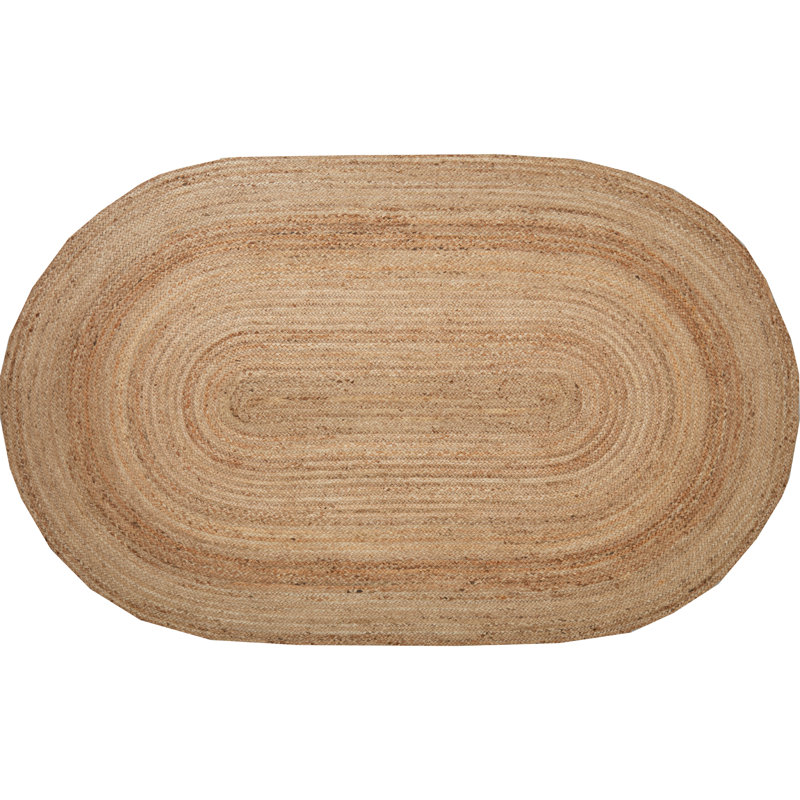 Tapis brun clair en jute tressé Charbonneau, Ovale 5 pi x 8 pi