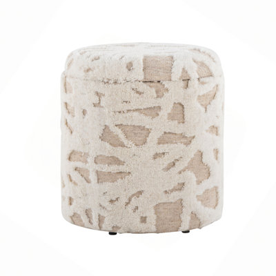 18" Storage Ottoman Acro Wool With High Pile Textured Design