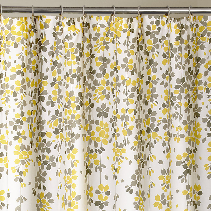 Anatoli Polyester Shower Curtain, Yellow/Grey/Off-White