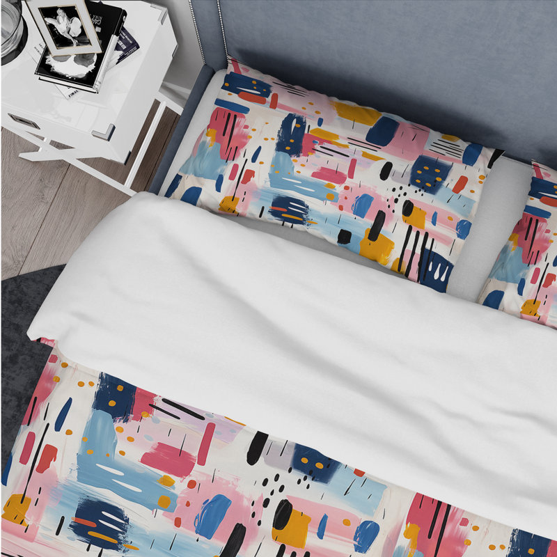 Peinture rayée Playfull Harmony Bedding, Housse de couette pour grand lit et 2 taies décor