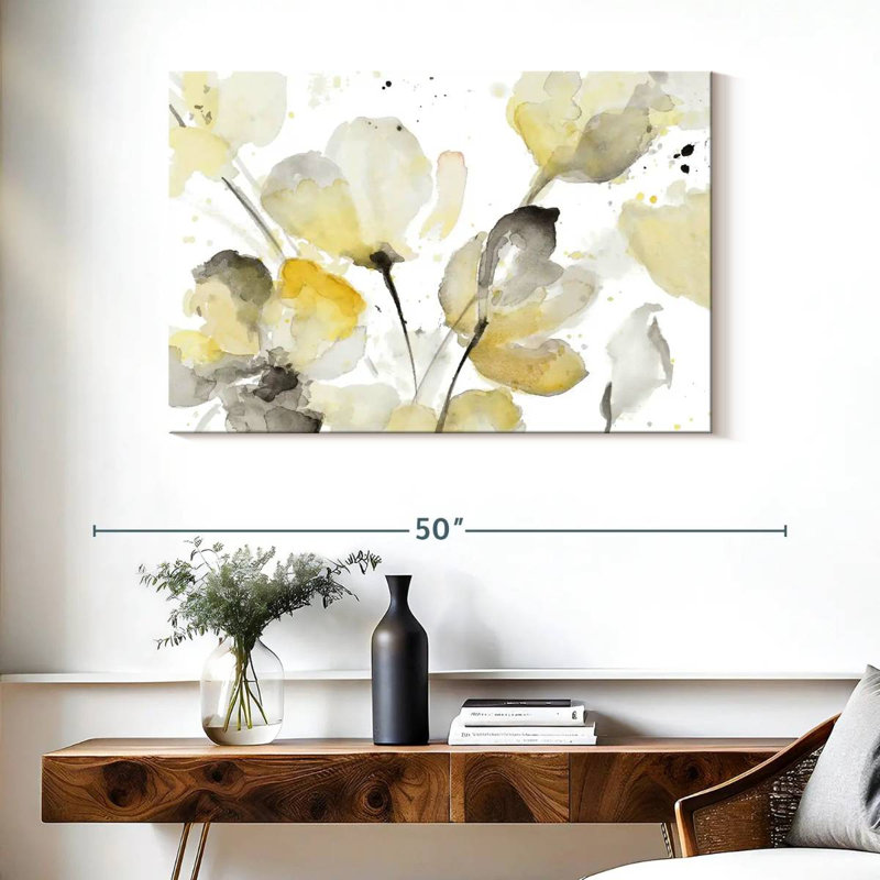 Neutre floral abstrait II, H 26 po x l 39 po