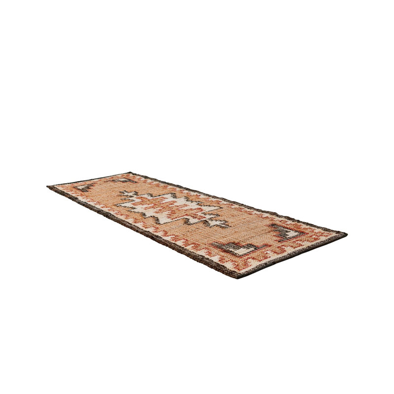  Tapis en jute tissé à la main Reva Kala, Tapis de couloir 2 pi 7 po x 12 pi