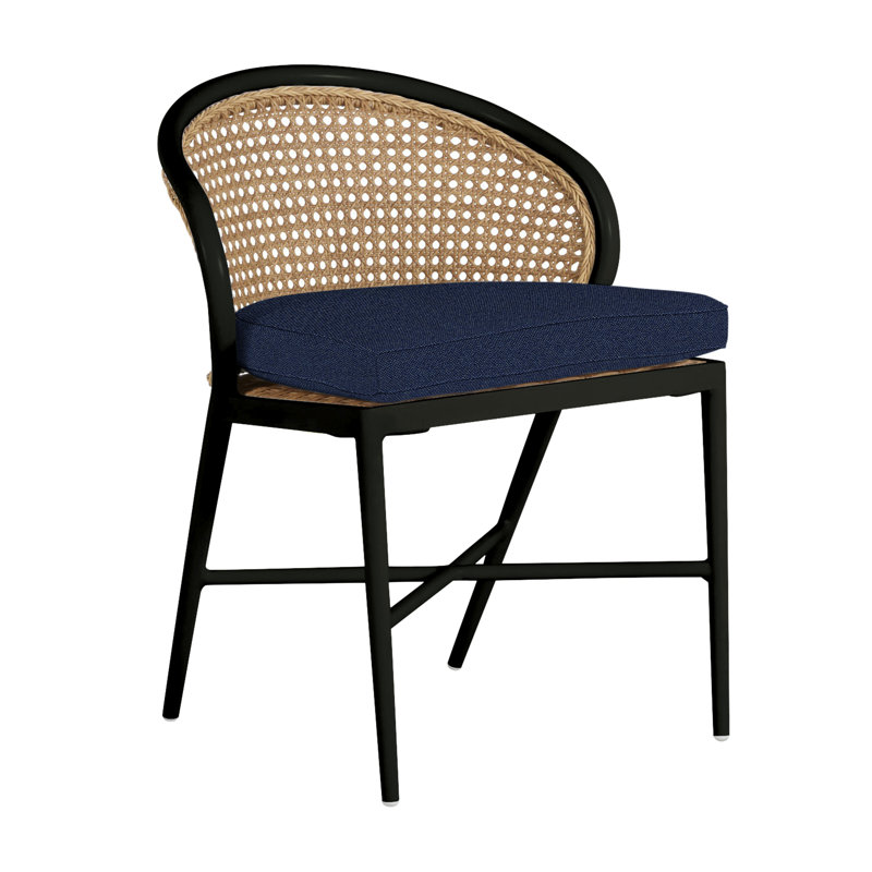 Havana Side Chair, Welt, Black, Linen Chambray