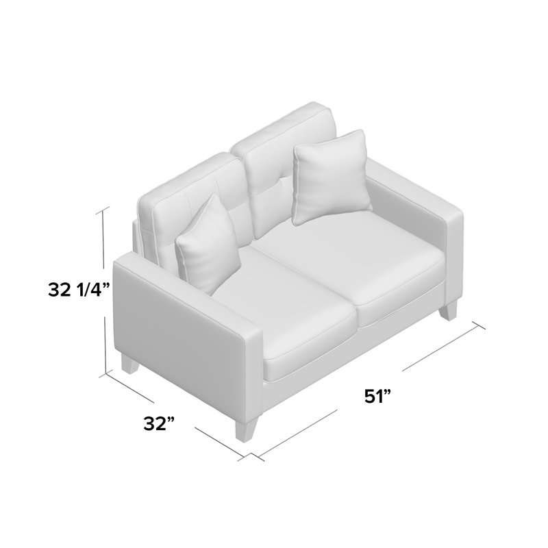 Carmenlita Upholstered 51'' Loveseat, Ocean Blue