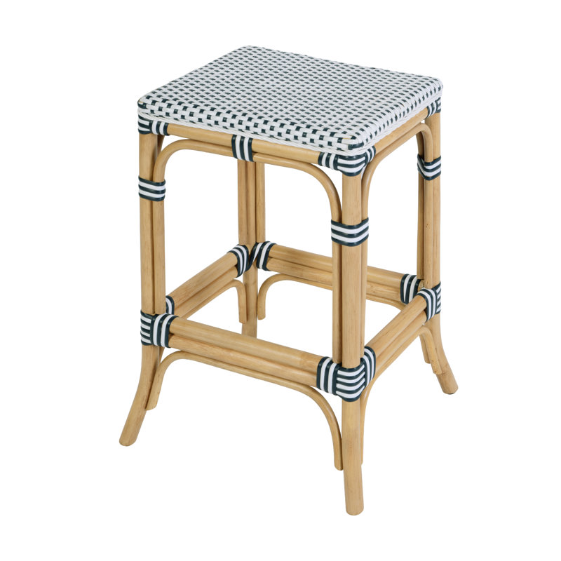 Tabouret de comptoir Laguna, Bleu et blanc, 24.5