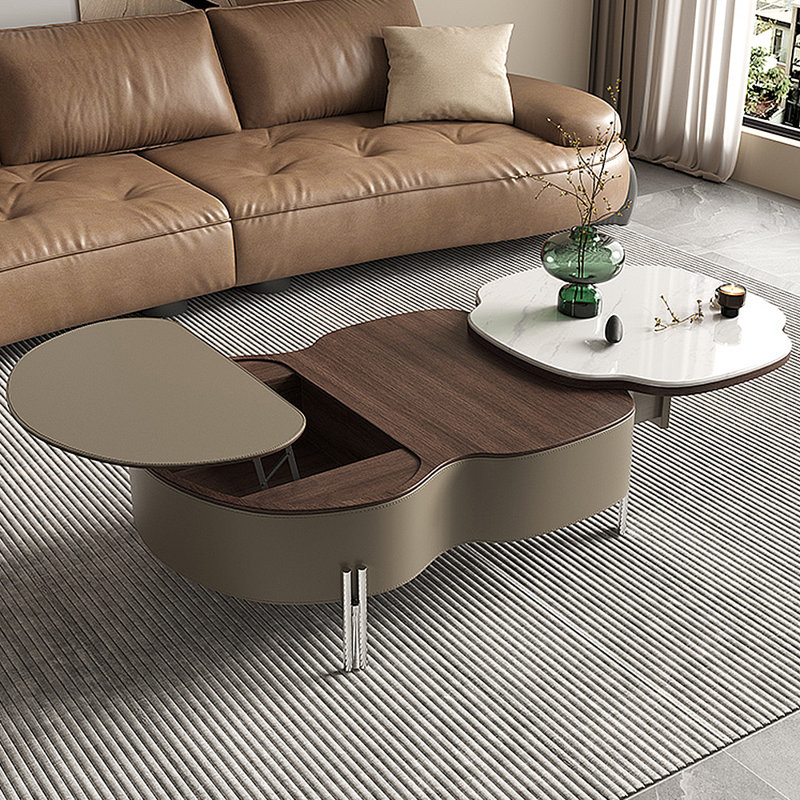 Table basse en pierre frittée de luxe italien clair