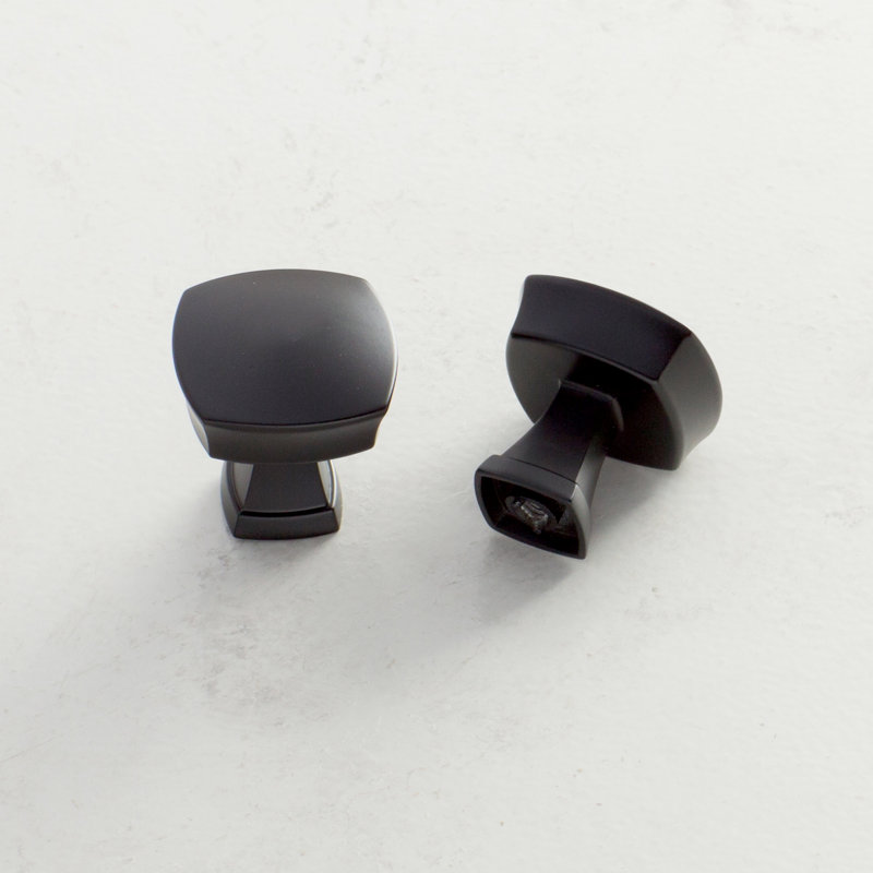 Stature 1-1/4 inch (32mm) Length Matte Black Cabinet Knob - 10 Pack, Matte Black