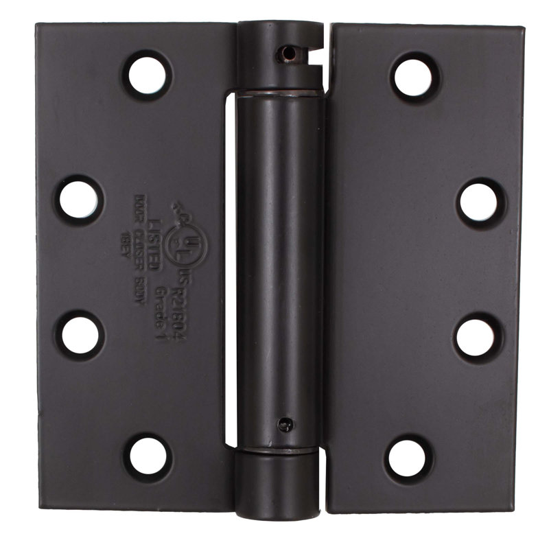 Charnière de porte simple à fermeture automatique 4,5 po x 4,5 po, Noir mat
