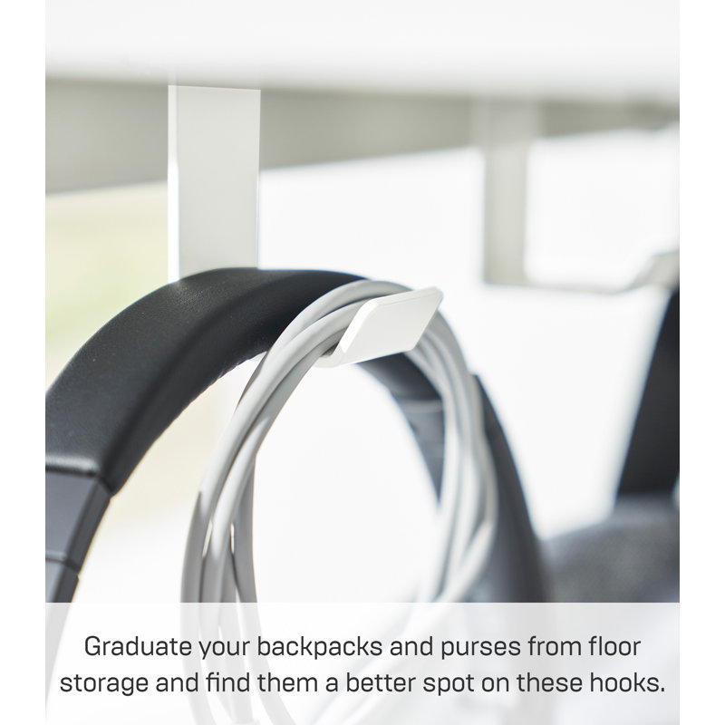 White Steel Under-Desk Storage Hooks