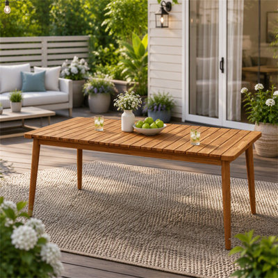 Table de salle à manger en bois d'acacia pour 8 personnes, mobilier de ferme pour le patio, le jardin, la cour arrière, teck Capacité de poids de 180 lb
