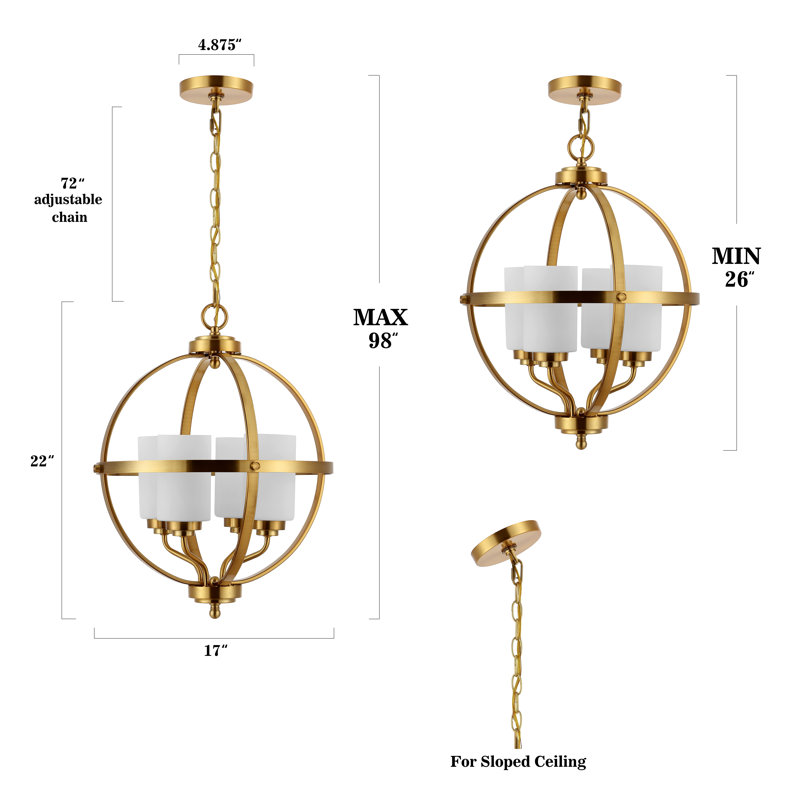Cannady 4 - Light Dimmable Globe Chandelier, Gold