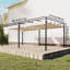 Pergola 19 'x 10' avec auvent rétractable pour patio, crème-124100792