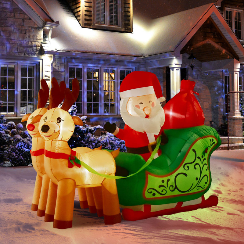 Canot gonflable père Noël 2 rennes
