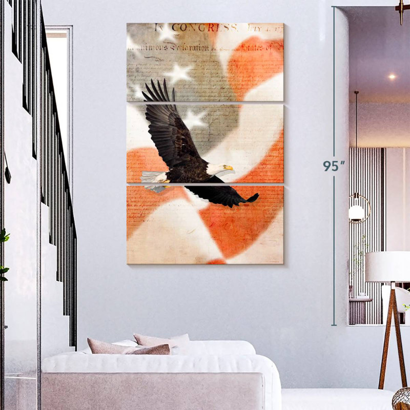 Brampt US Flag Bald Eagle, 74" H x 48" W
