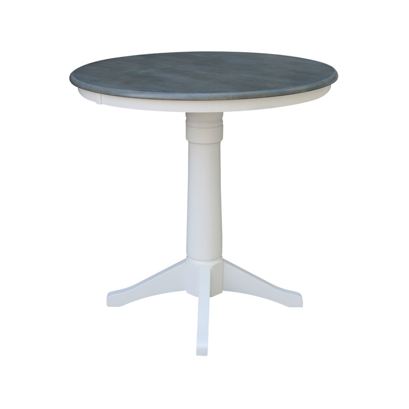 Gianluka Counter Height Solid Wood Dining Table, 35.9" H x 36" L x 36" W, Heather Gray/White