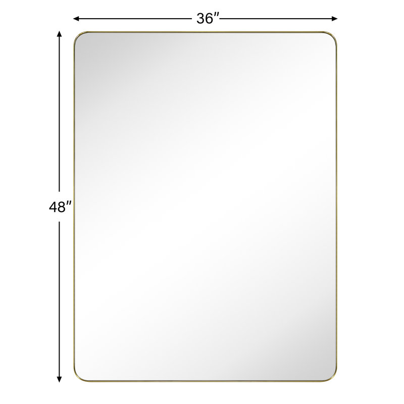 Miroir de salle de bain Kengston, Or brossé, 48 po x 36 po