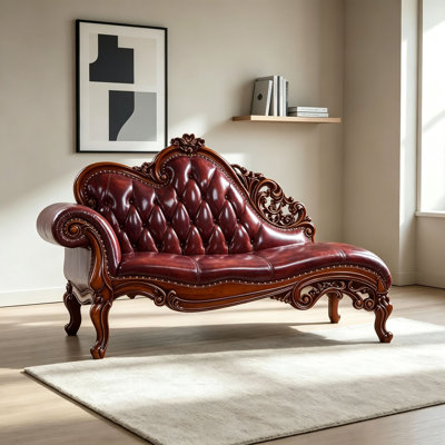 Luxurious solid wood carved chaise lounge