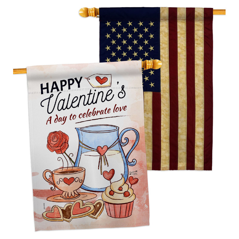 Double Sided 40 in. H x 28 in. W Polyester Valentine's Day House Flag