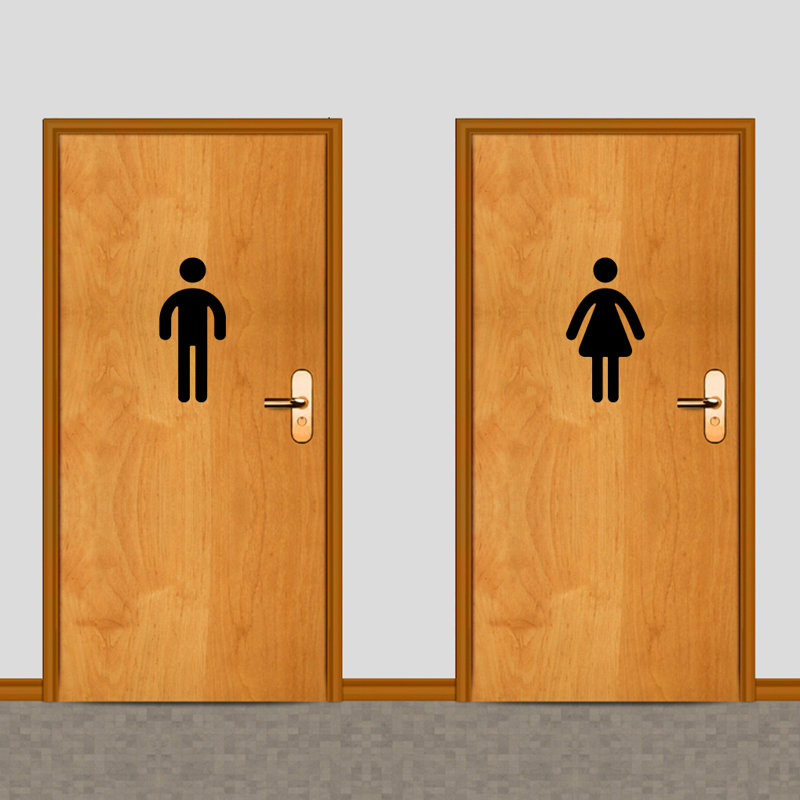 Décalcomanie murale toilettes pour hommes et femmes, Noir