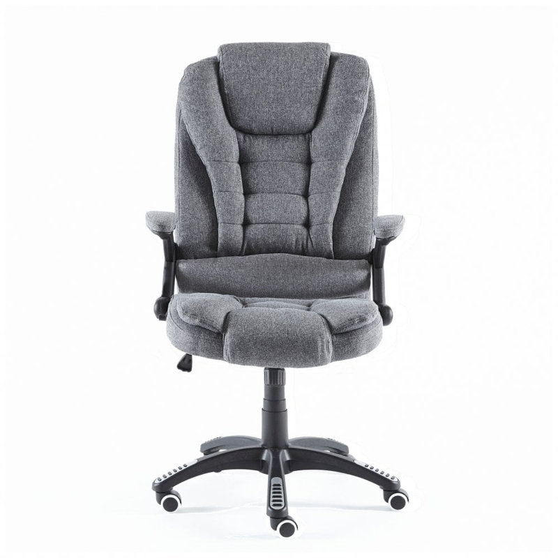 Inbox Zero Twill and Fabric Executive Chair with Headrest, Grey