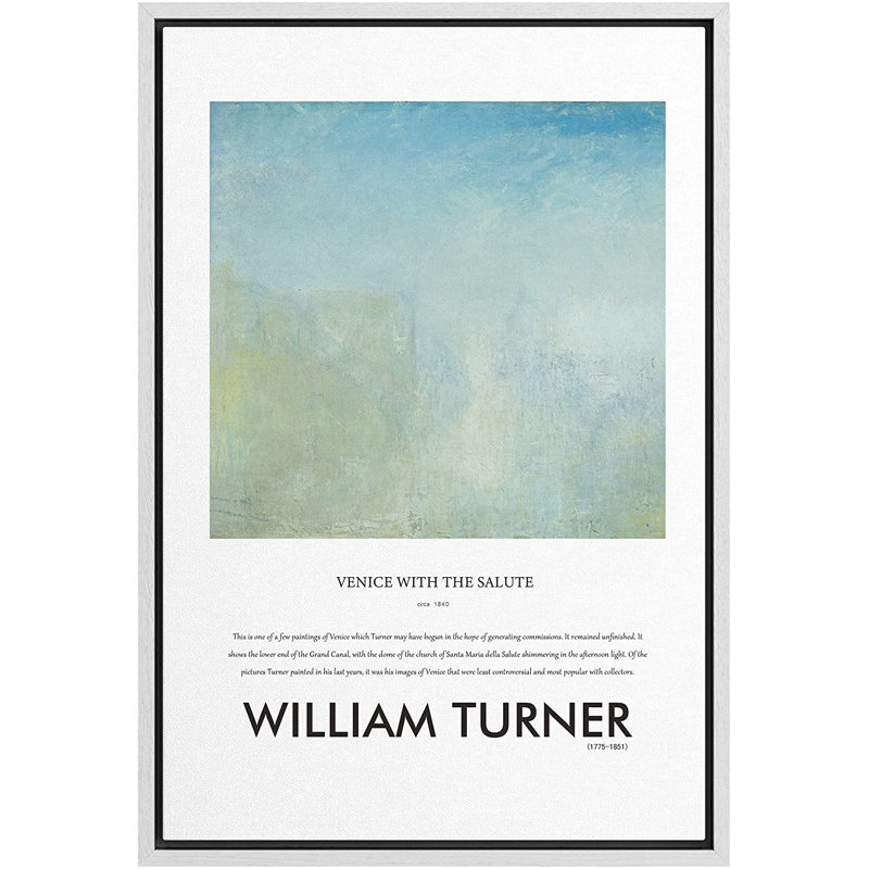 Venise par J. M. W. Turner - impression sur toile, H 36 po x l 24 po x P 1,5 po, Cadre blanc