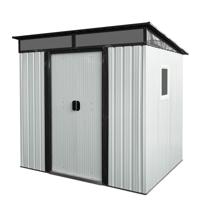 6Ft X 5Ft Metal Outdoor Storage Shed - - & - Large With Ventilation, White/Black