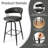 Modern Upholstered Slate Black Leatherette Swivel Bar Stool with Metal Tapered Legs-780107302-776690806
