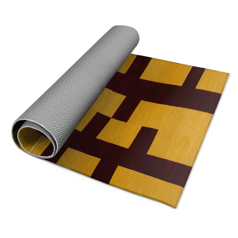 Tapis d'intérieur et d'extérieur à carreaux rouge, Rectangulaire 3 pi x 5 pi